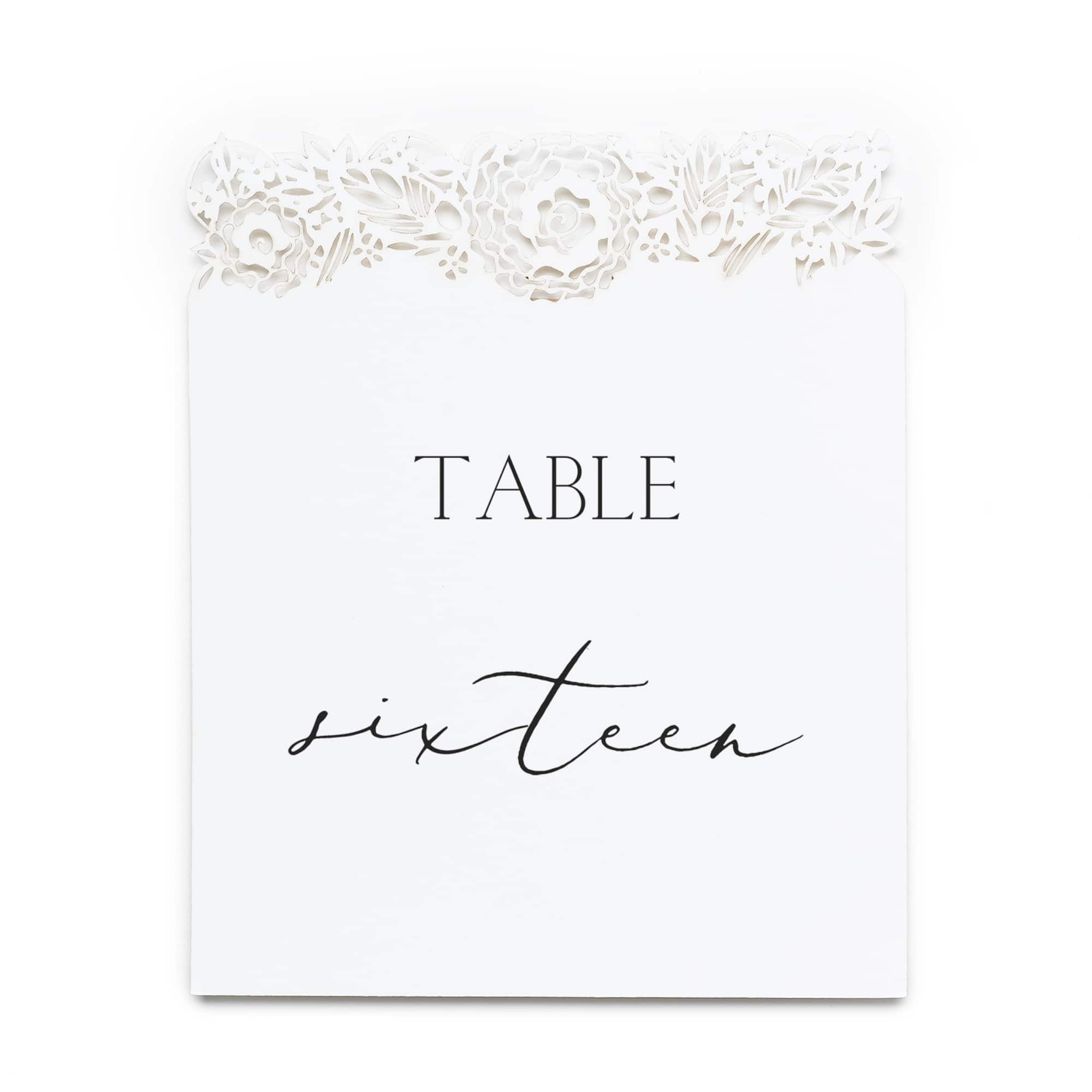 Hortense B. Hewitt Co. Numbers 11-20 Floral Laser Cut Table Number Cards